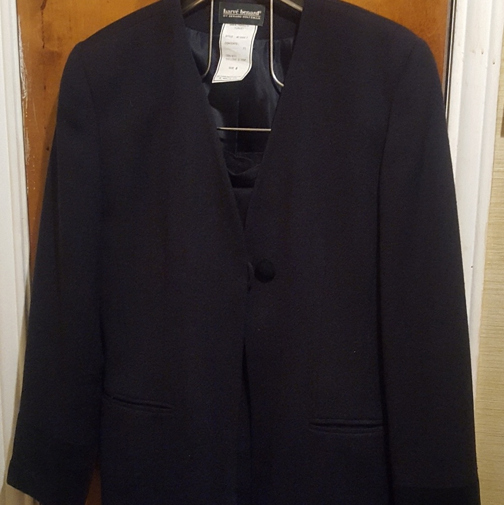 Women's Navy Blue Wool Suit (size 8)